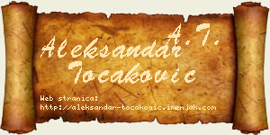 Aleksandar Točaković vizit kartica